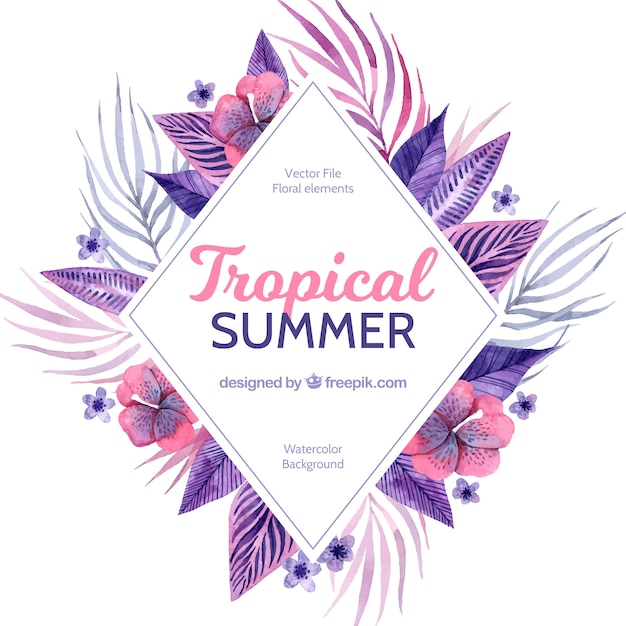 Tropical summer background  with flowers