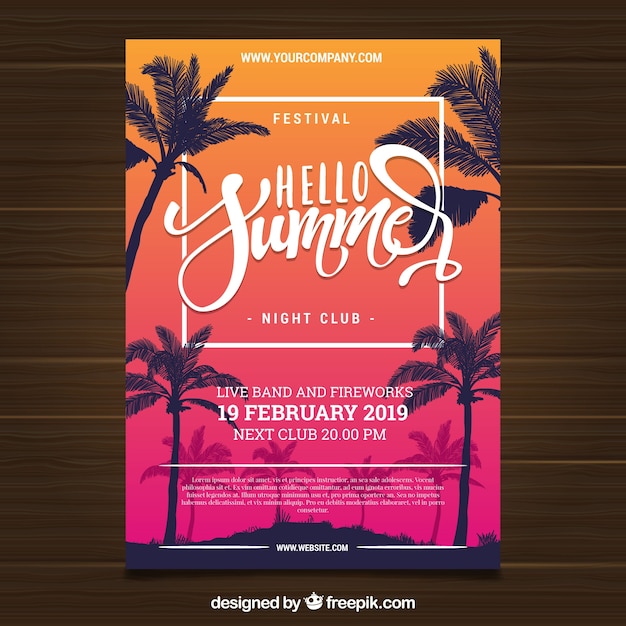 Free vector tropical summer party flyer