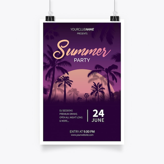 Tropical summer party poster