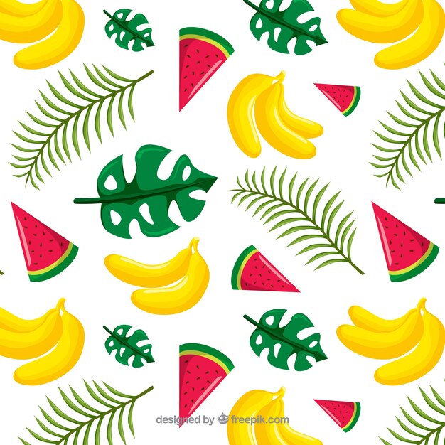 Tropical summer pattern with different fruits