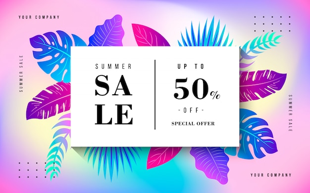 Free Vector tropical summer sale banner