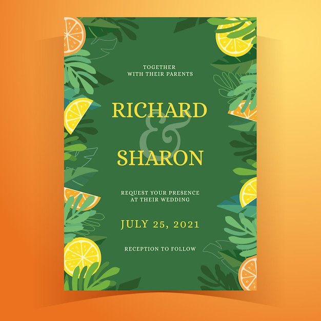 Tropical summer wedding invitation