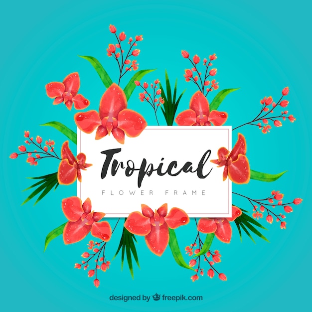 Free vector tropical watercolor floral frame