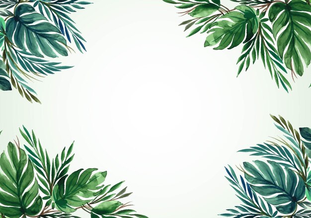 Tropical watercolor leaf bunch nature background