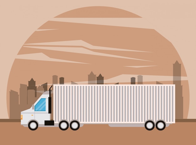 Free Vector truck logistic merchandise delivery cartoon