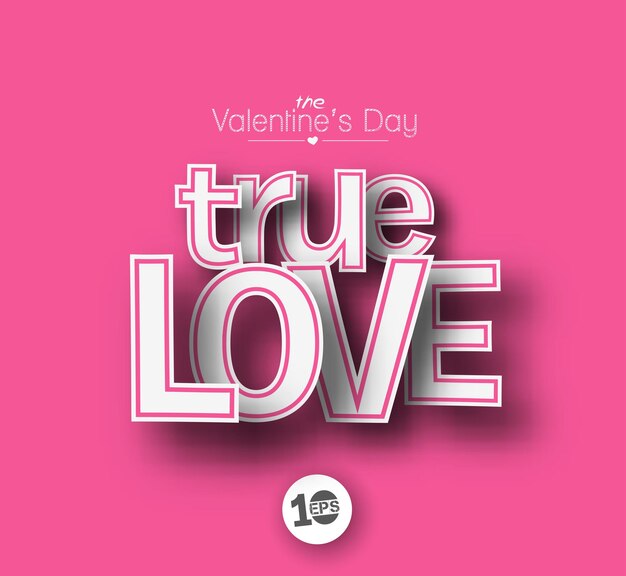 Truve Love Paper Cut Valentine's day Background, Vector Illustration.