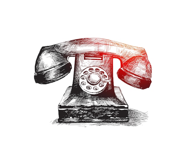 Tshirt Print Old Home telephone icon Hand Drawn Sketch Vector Background