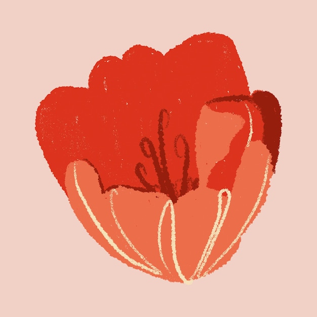 Free Vector tulip red flower sticker hand drawn illustration