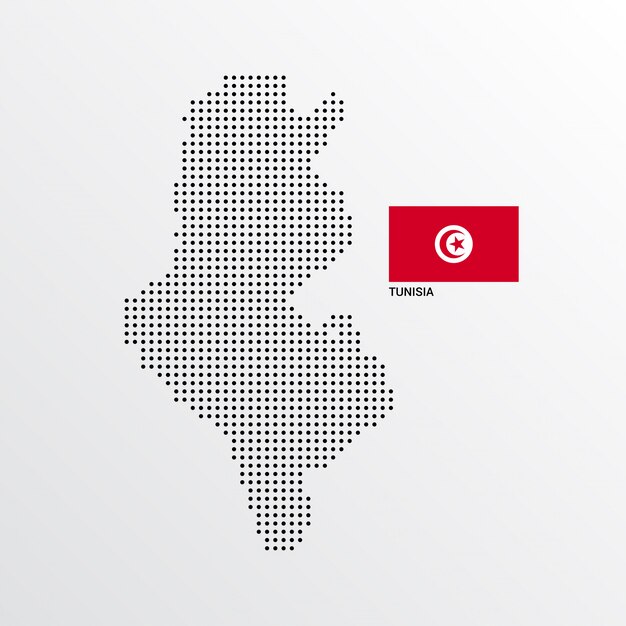 Tunisia Map design with flag and light background vector 