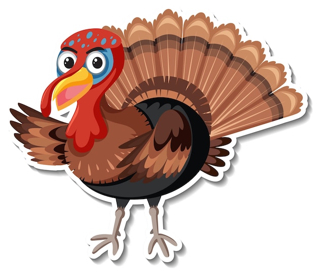 Free vector turkey animal cartoon character sticker