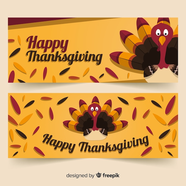 Turkey thanksgiving day banner set 