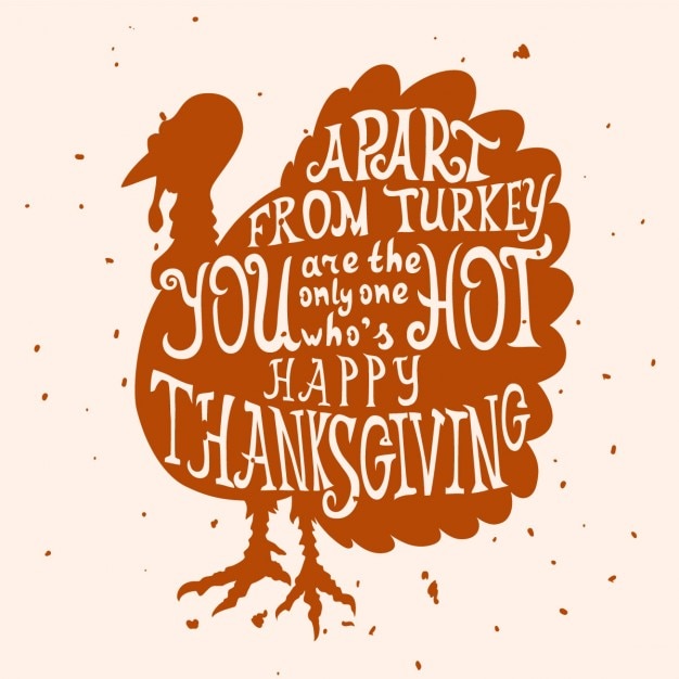 Free Vector turkey with letters, thanksgiving