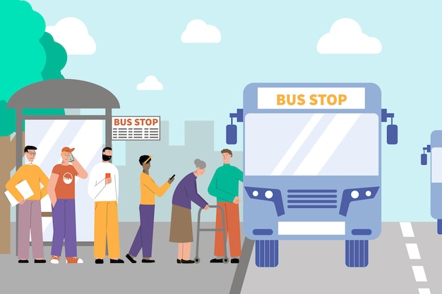 Turn people transport flat illustration