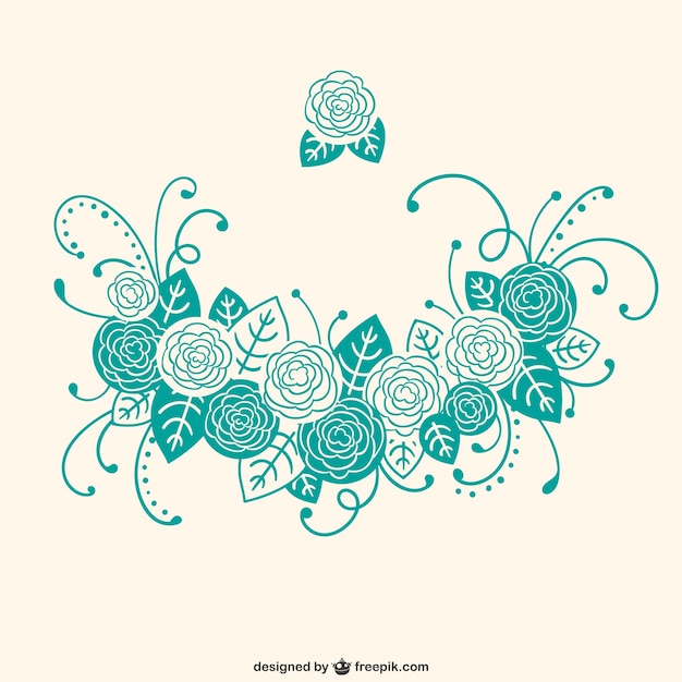 Free Vector turquoise calligraphic floral ornaments