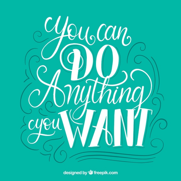 Free vector turquoise lettering and quote design