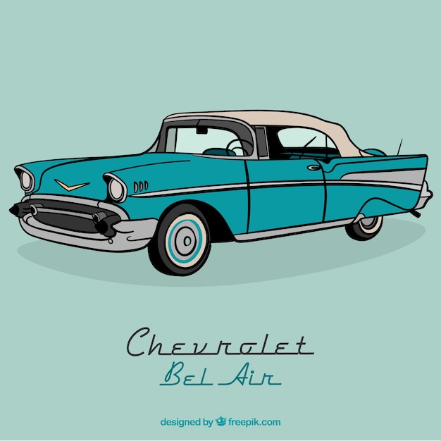 Free Vector turquoise retro car