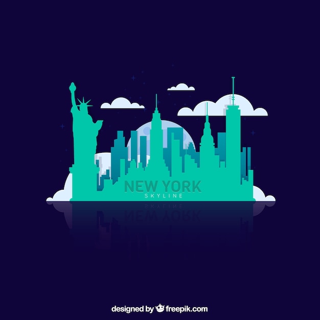 Turquoise skyline of new york