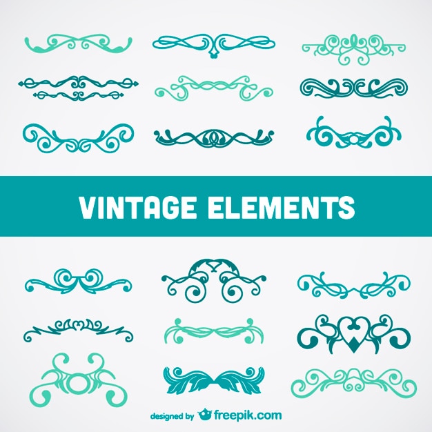 Free Vector turquoise vintage ornaments