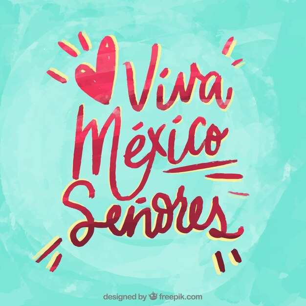 Turquoise viva mexico lettering background