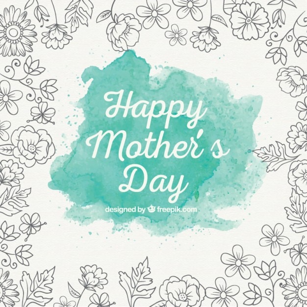 Free Vector turquoise watercolor mother's day background