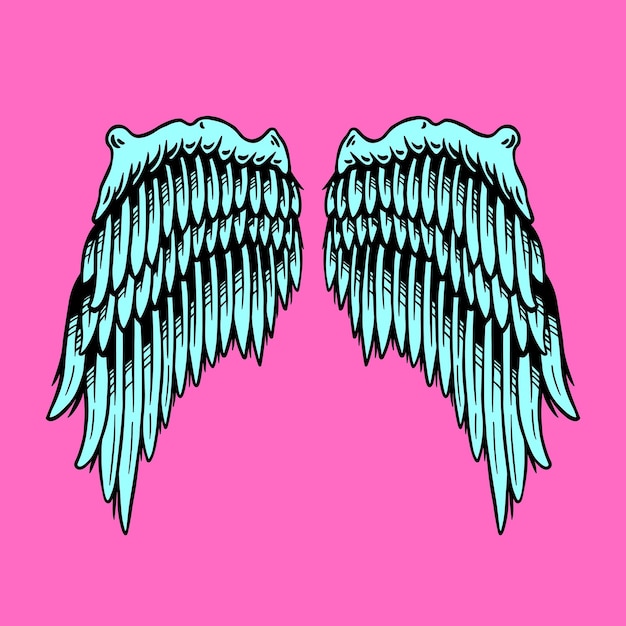 Turquoise wings sticker overlay vector