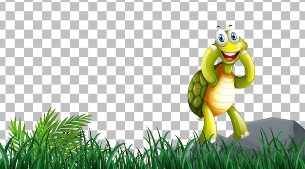 Free vector turtle on the grass field on transparent background