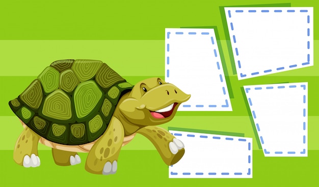 Free Vector a turtle on note template