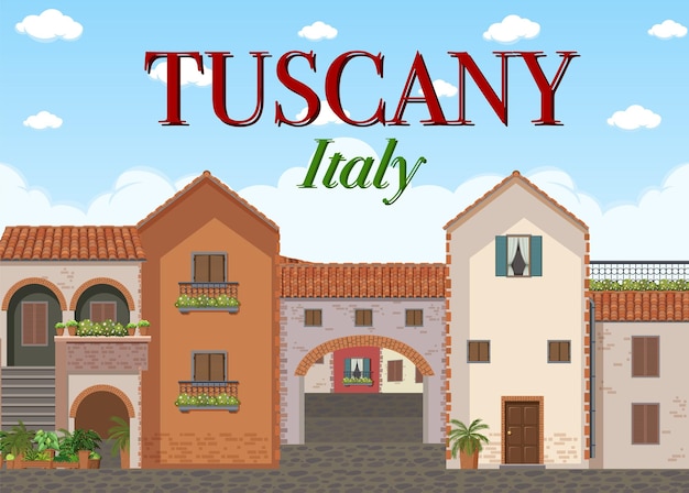 Tuscany Italy Landmark Logo Banner