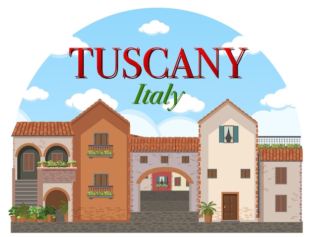 Tuscany Italy Landmark Logo Banner