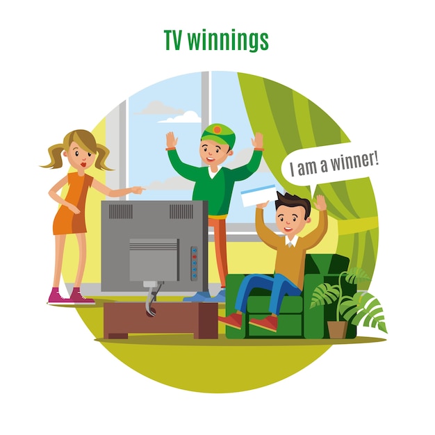 Tv Lottery Win Concept