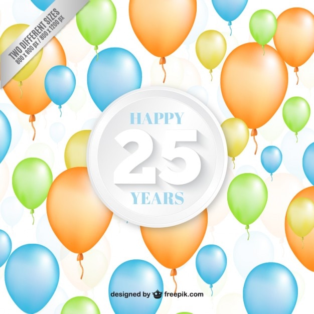 Free Vector twenty fifth anniversary balloons background