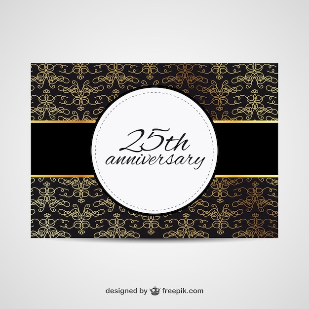 Free Vector twenty fifth anniversary card in elegant style