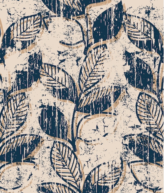 Free vector twigs with leaves vintage pattern . grunge style