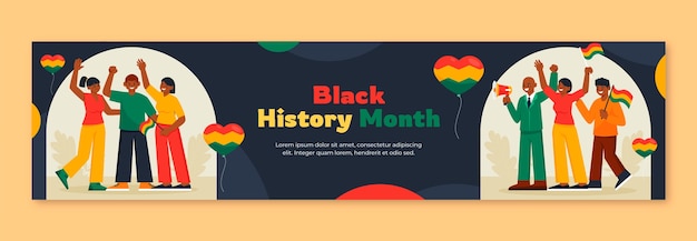 Free Vector twitch banner template for black history month celebration