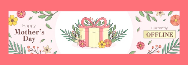 Free Vector twitch banner template for mothers day celebration