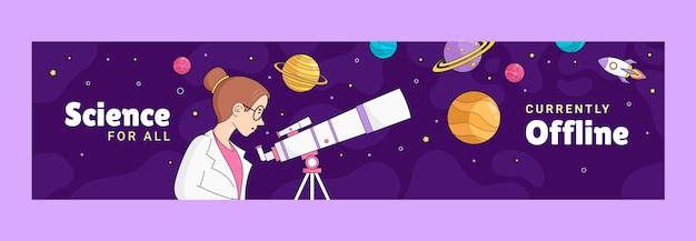 Free Vector twitch banner template for science and research