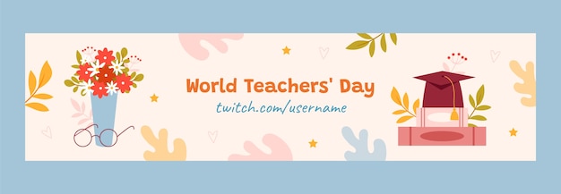 Twitch banner template for world teacher's day celebration