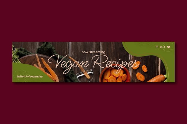 Free Vector twitch banner template for world vegan day celebration