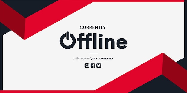 Free Vector twitch offline banner background with abstract red shapes