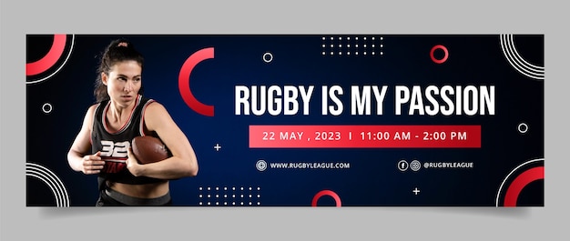 Free Vector twitter header template for rugby championship