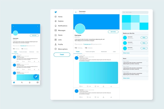 Free Vector twitter interface web template