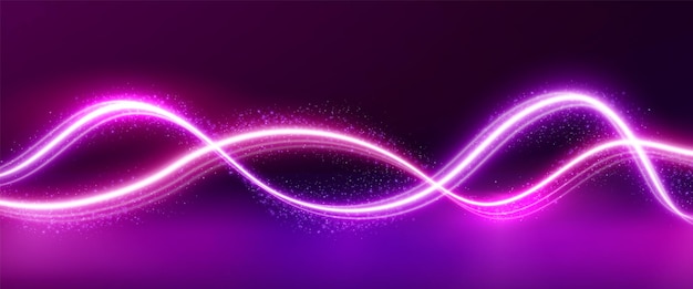 Free Vector two abstract pink neon wave lines