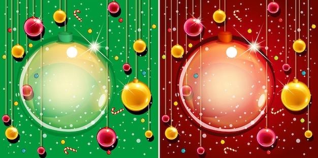 Free Vector two background design with christmas ornaments