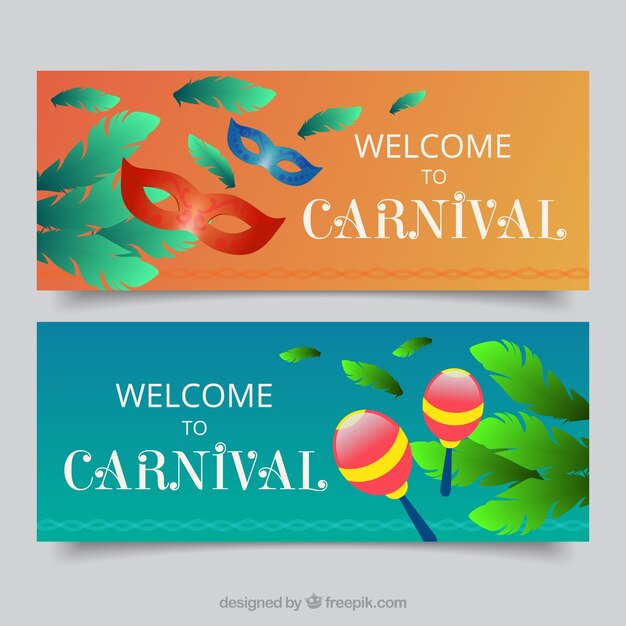 Two banners with elements of the carnival