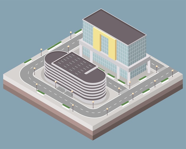 Free Vector two buildings isometric city scene