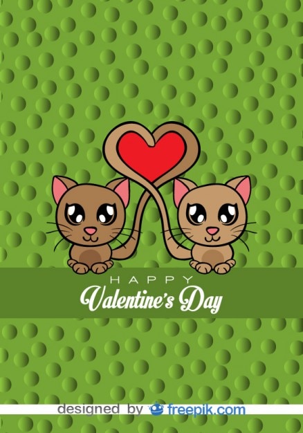 Free Vector two cats in love card