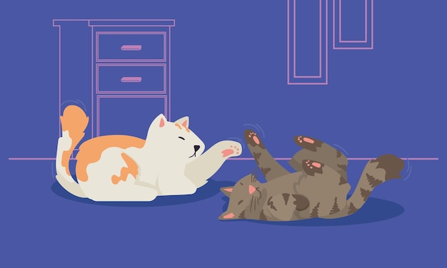 Two cats lying mascots