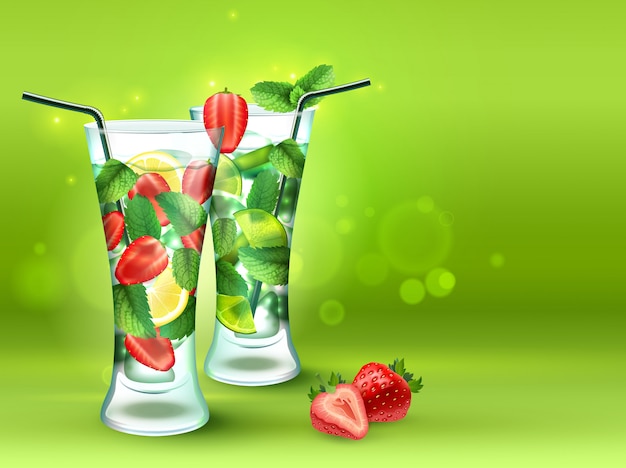 Free Vector two cocktails realistic composition