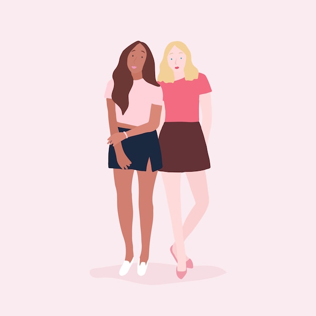 Free Vector two diverse independent women vector