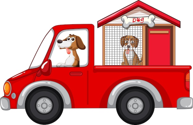 Free Vector two dogs in red truck